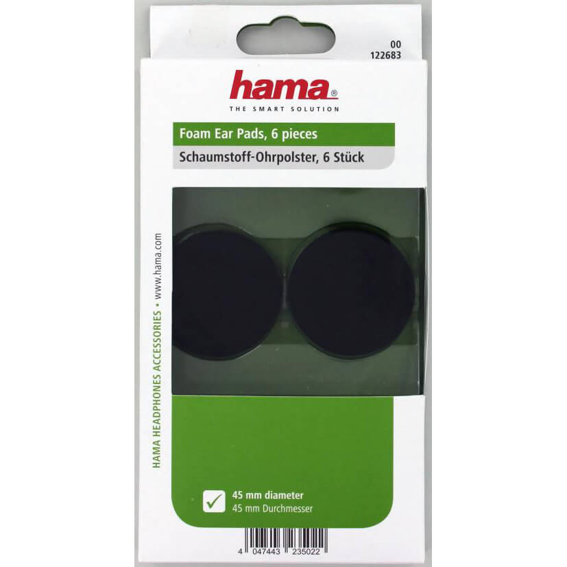 HAMA Reserve Ørepuder On-Ear Ø45mm, 6stk Sort