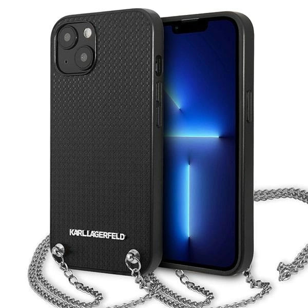 Karl Lagerfeld KLHCP13SPMK iPhone 13 mini 5,4 "hardcase sort / sort læder Textureret og kæde