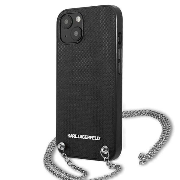 Karl Lagerfeld KLHCP13SPMK iPhone 13 mini 5,4 "hardcase sort / sort læder Textureret og kæde