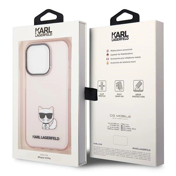 Karl Lagerfeld KLHCP14LCTTRI iPhone 14 Pro 6.1 "hardcase pink / pink Transparent Choupette Body