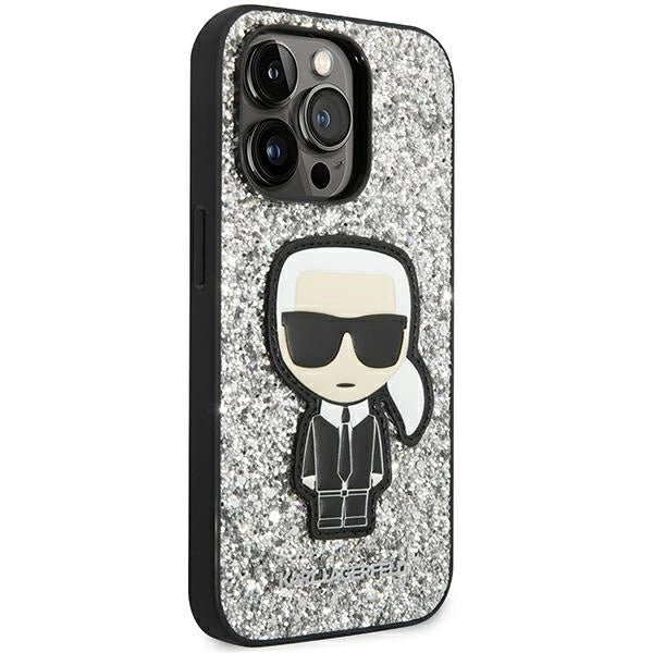 Karl Lagerfeld KLHCP14LGFKPG iPhone 14 Pro 6.1 "hardcase sølv / sølv Glitter Flakes Ikonik