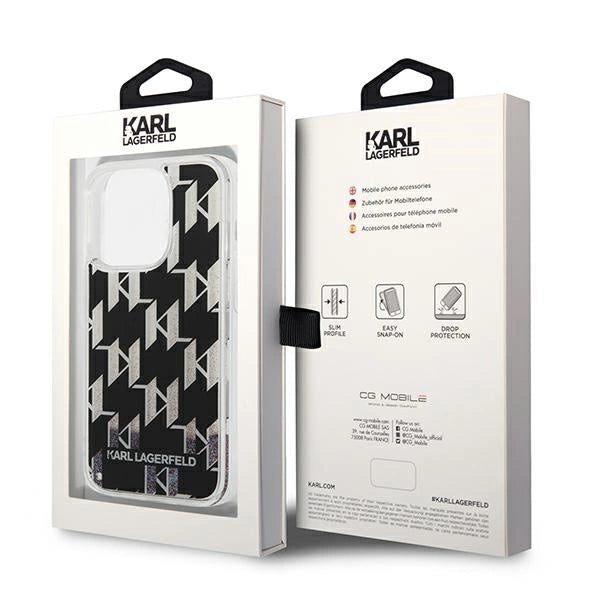 Karl Lagerfeld KLHCP14LLMNMK iPhone 14 Pro 6.1 "hardcase sort / sort Liquid Glitter Monogram