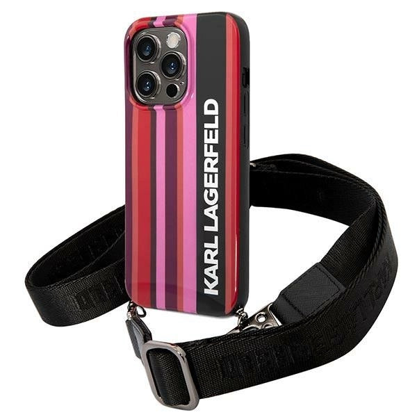 Karl Lagerfeld KLHCP14LSTSTP iPhone 14 Pro 6,1" Hardcase Rosé/pink Farve Striber Strap