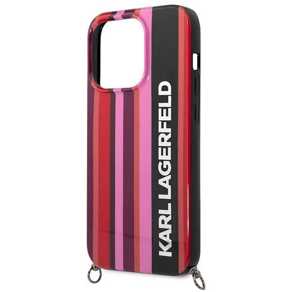 Karl Lagerfeld KLHCP14LSTSTP iPhone 14 Pro 6,1" Hardcase Rosé/pink Farve Striber Strap