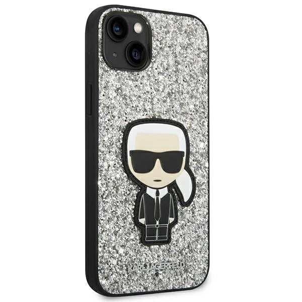 Karl Lagerfeld KLHCP14MGFKPG iPhone 14 Plus 6.7 "hardcase silver / silver Glitter Flakes Ikonik