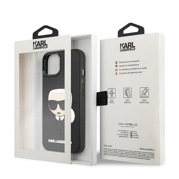 Karl Lagerfeld KLHCP14MKH3DBK iPhone 14 Plus 6.7 "sort / sort hardcase 3D Gummi Karl's Head