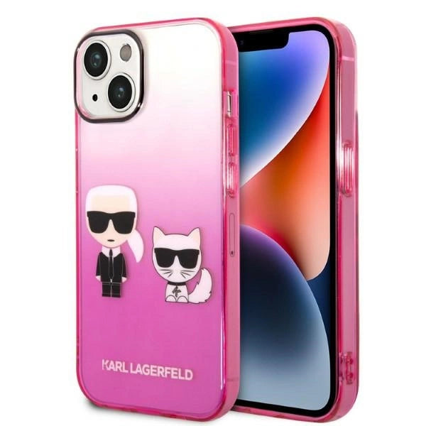 Karl Lagerfeld KLHCP14MTGKCP iPhone 14 Plus 6,7" hårdkasse rosa/rosa Gradient Ikonik Karl & Choupette