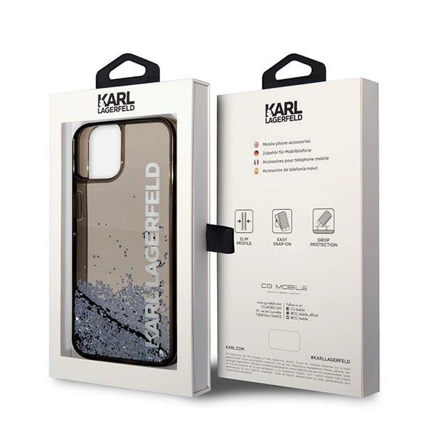 Karl Lagerfeld KLHCP14SLCKVK iPhone 14 6.1 " sort / sort hardcase Liquid Glitter Elong