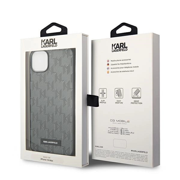 Karl Lagerfeld KLHCP14SSAKLHPG iPhone 14 6.1 "hardcase grå / grå Saffiano Mono Metal Logo