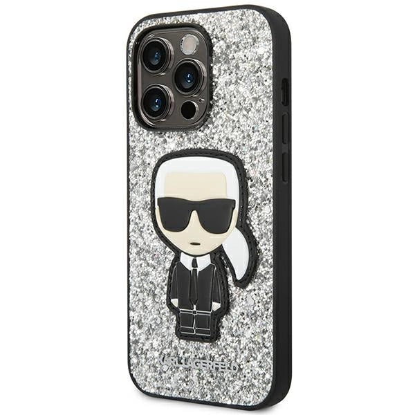 Karl Lagerfeld KLHCP14XGFKPG iPhone 14 Pro Max 6.7 "hardcase sølv / sølv Glitter Flakes Ikonik