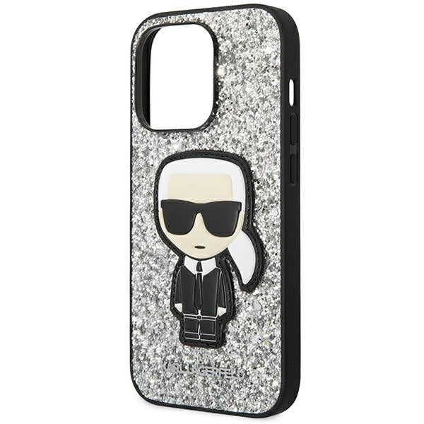 Karl Lagerfeld KLHCP14XGFKPG iPhone 14 Pro Max 6.7 "hardcase sølv / sølv Glitter Flakes Ikonik