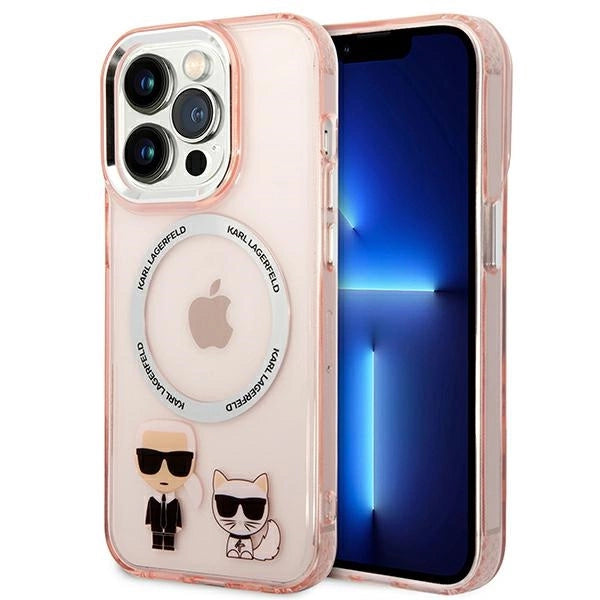 Karl Lagerfeld KLHMP14LHKCP iPhone 14 Pro 6.1" Hardcase pink/pink Karl & Choupette Aluminium Magsafe