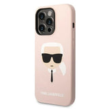 Karl Lagerfeld KLHMP14LSLKHLP iPhone 14 Pro 6.1 "hardcase lyserøde / lyserøde Silikon Karl`s Head Magsafe