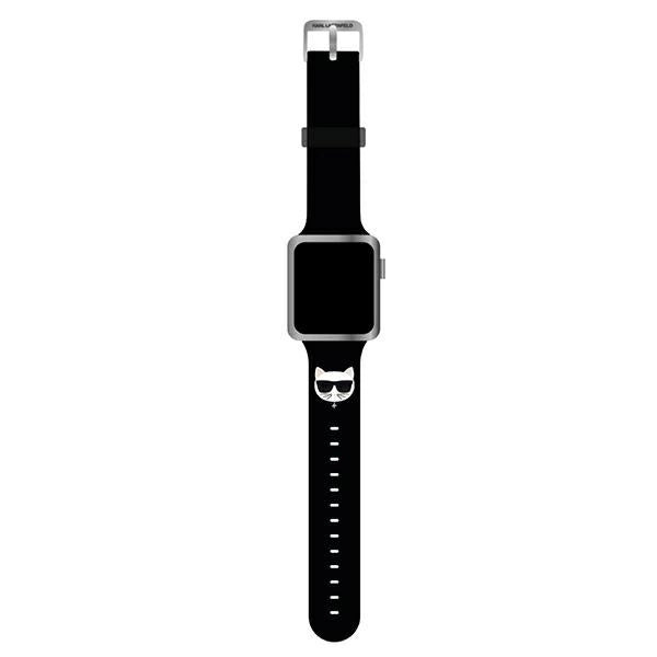 Karl Lagerfeld KLAWLSLCK Apple Watch Strap 42/44 / 45mm sort / sort rem Silikon Choupette hoveder