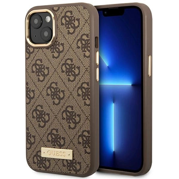 Guess GUHMP14MU4GPRW iPhone 14 Plus 6.7 "brun / brun hard case 4G Logo Plate MagSafe