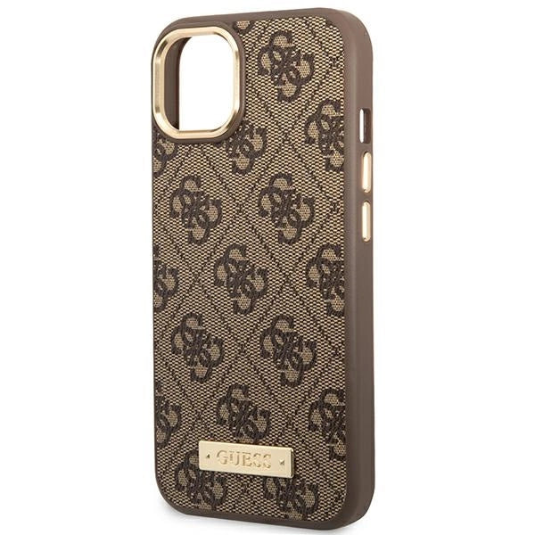 Guess GUHMP14MU4GPRW iPhone 14 Plus 6.7 "brun / brun hard case 4G Logo Plate MagSafe