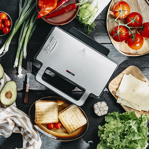 Adler AD 3073 sandwichtoaster 1400 W Sort, Sølv