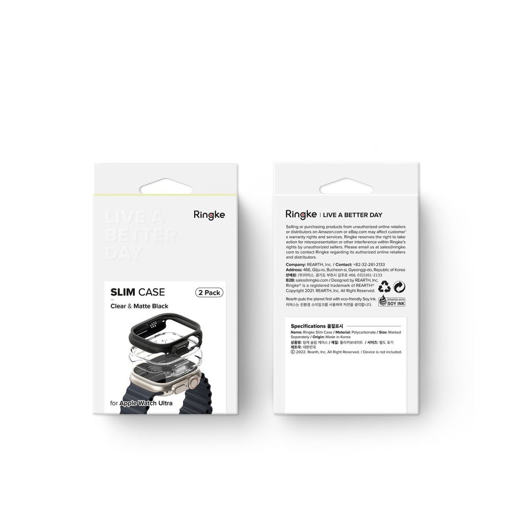 Ringke Slim 2 Pak Apple Watch Ultra 1 / 2 / 3 / 4 (49 Mm) Klar & Matsort