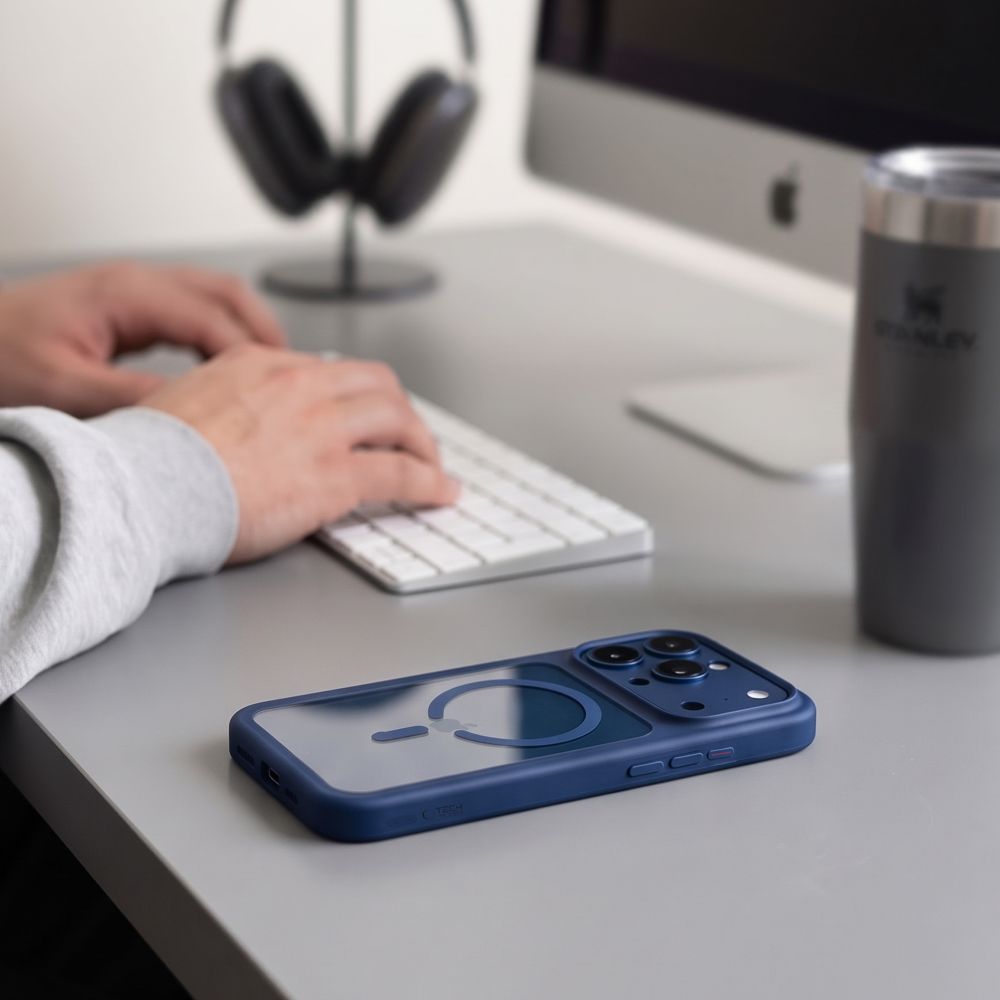 Tech Protect Magone Magsafe Cc + Glas 2 Pak Iphone 17 Pro / 18 Pro Dyb Blå/Klar