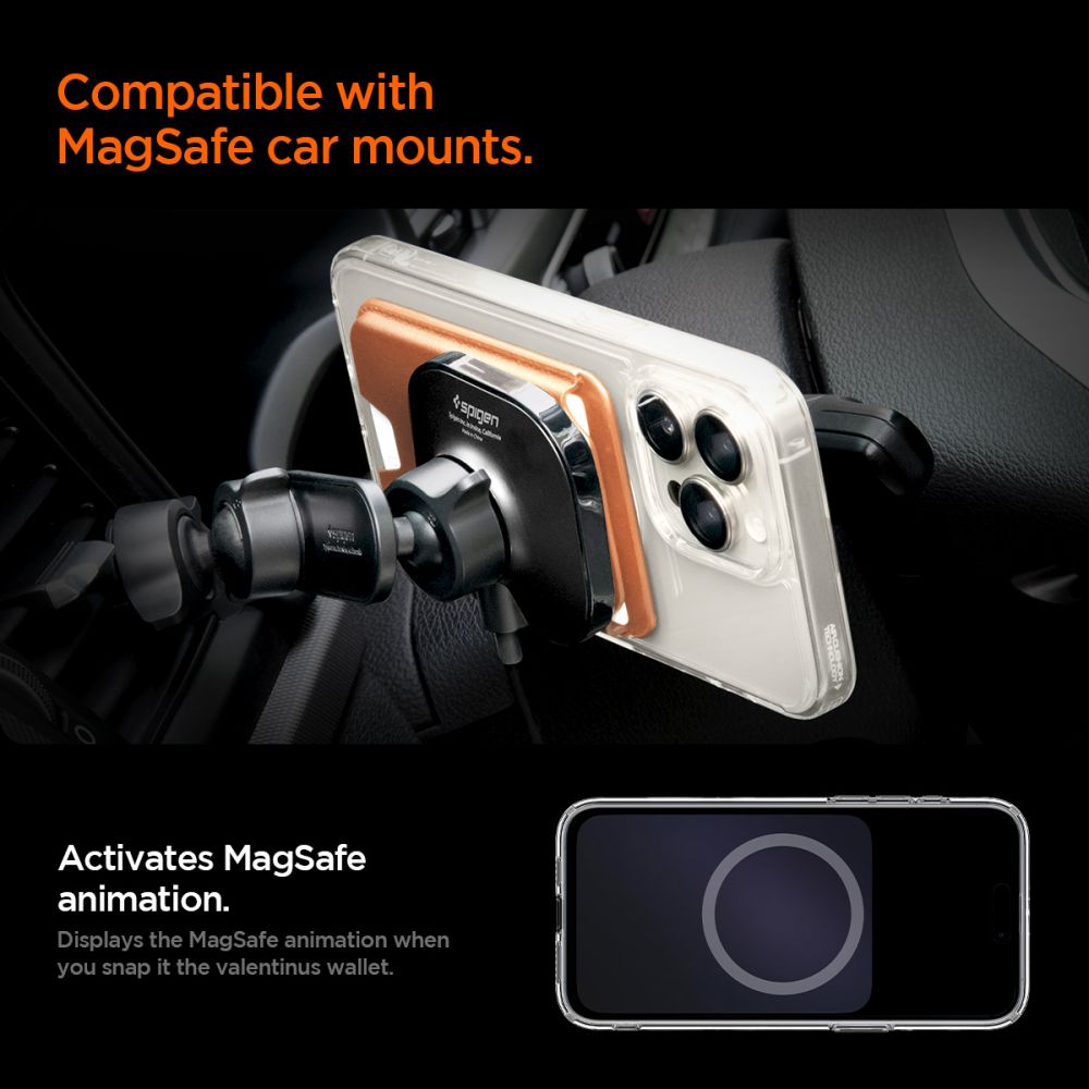 Spigen Valentinus Magfit+ Magsafe Universal Magnetisk Kortholder Metallisk Orange