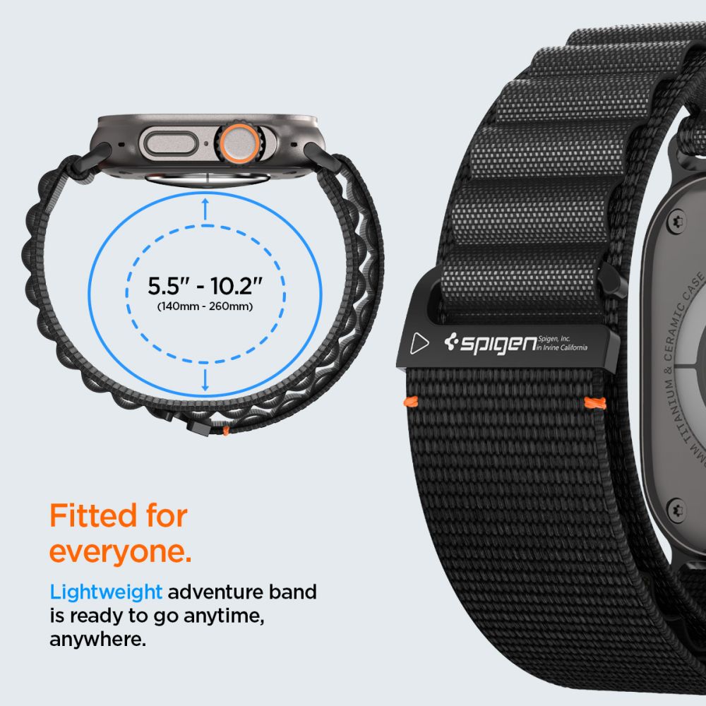 Spigen Wbf1 Remmen Til Apple Watch 8 / 9 / 10 / 11 / 12 / Se / Ultra (44 / 45 / 46 / 49 Mm) Sort
