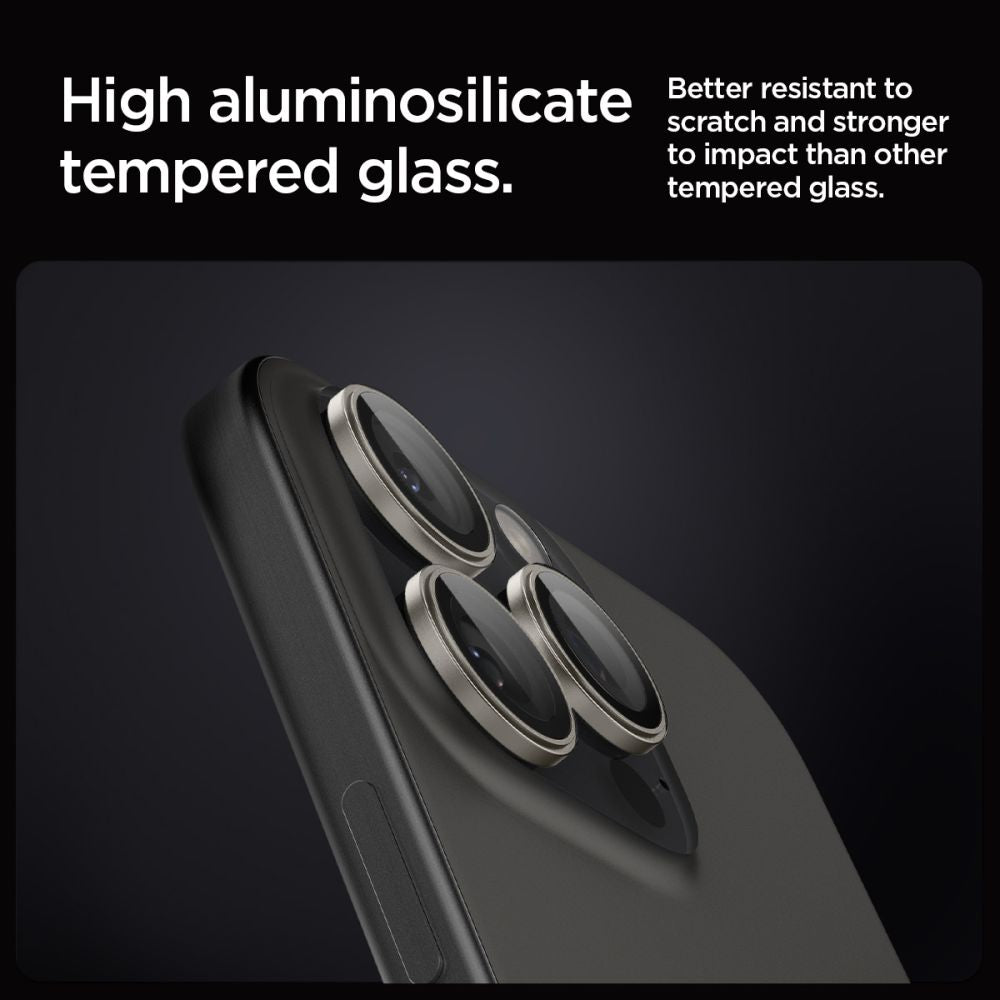 Kamera Beskyttelse Spigen Optik Pro Glas.Tr ”Ez Fit” Camera Protector 2 Pack Iphone 14 Pro / Max / 15 Pro / Max / 16 Pro / Max / 17 Pro / Max Natural Titanium