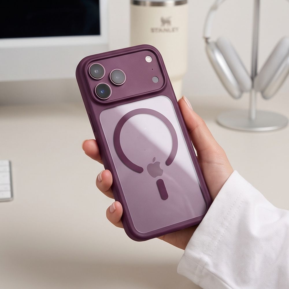 Tech Protect Magone Magsafe Cc + Glas 2 Pak Iphone 17 Pro / 18 Pro Burgundy/Clear