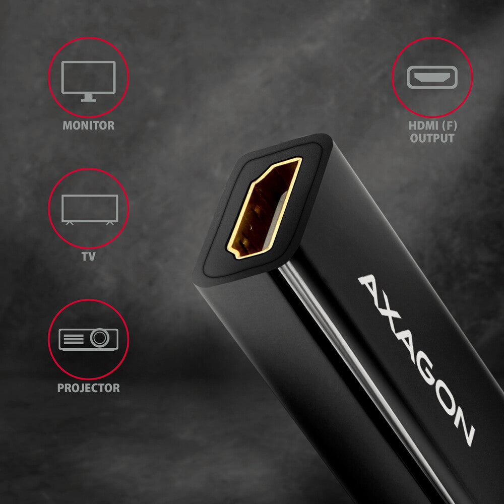 Axagon RVD-HI14N videokabel adapter 0,18 m DisplayPort HDMI Sort