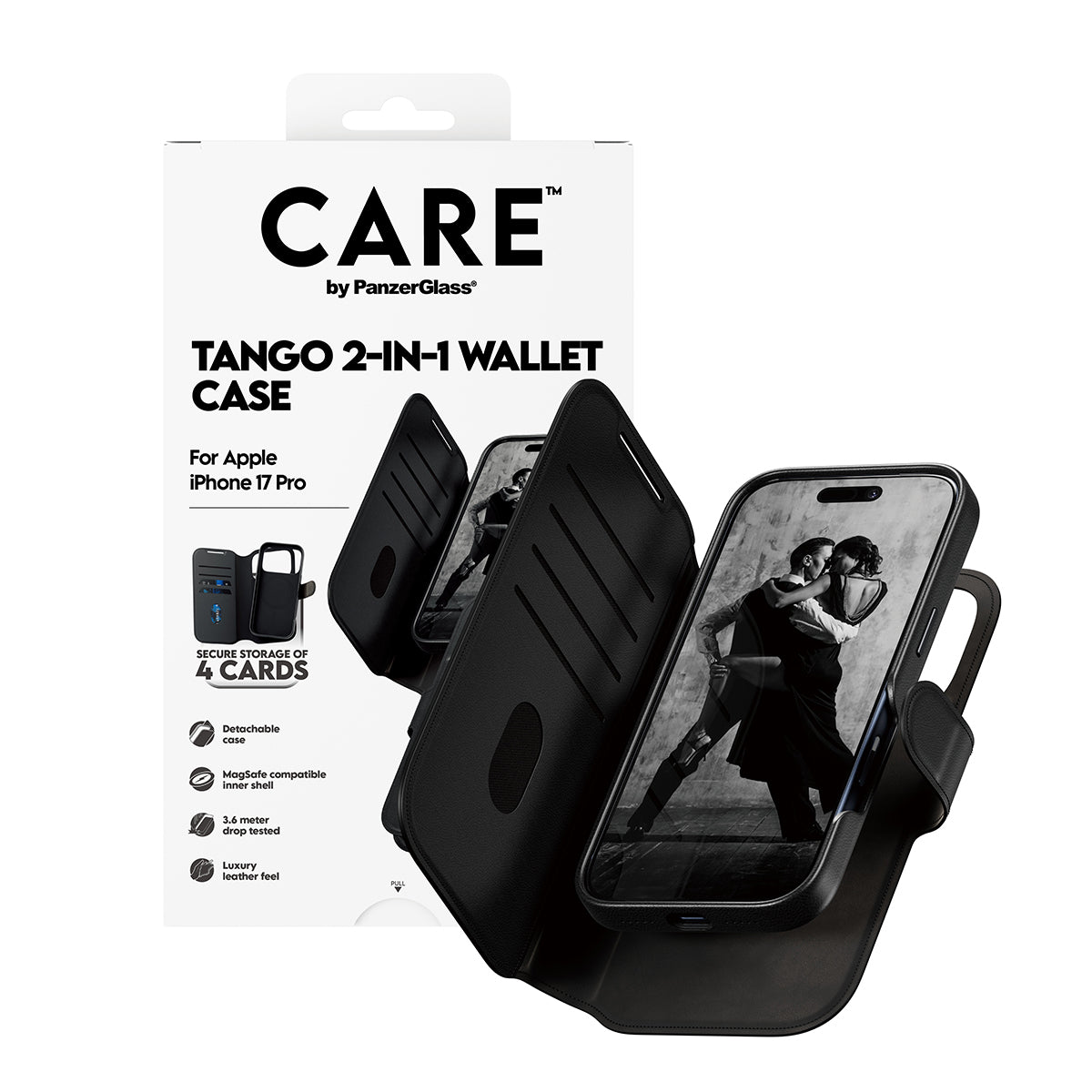 CARE by PanzerGlass Feature Case Tango Two-in-One Wallet w. MagSafe iPhone 17 Pro