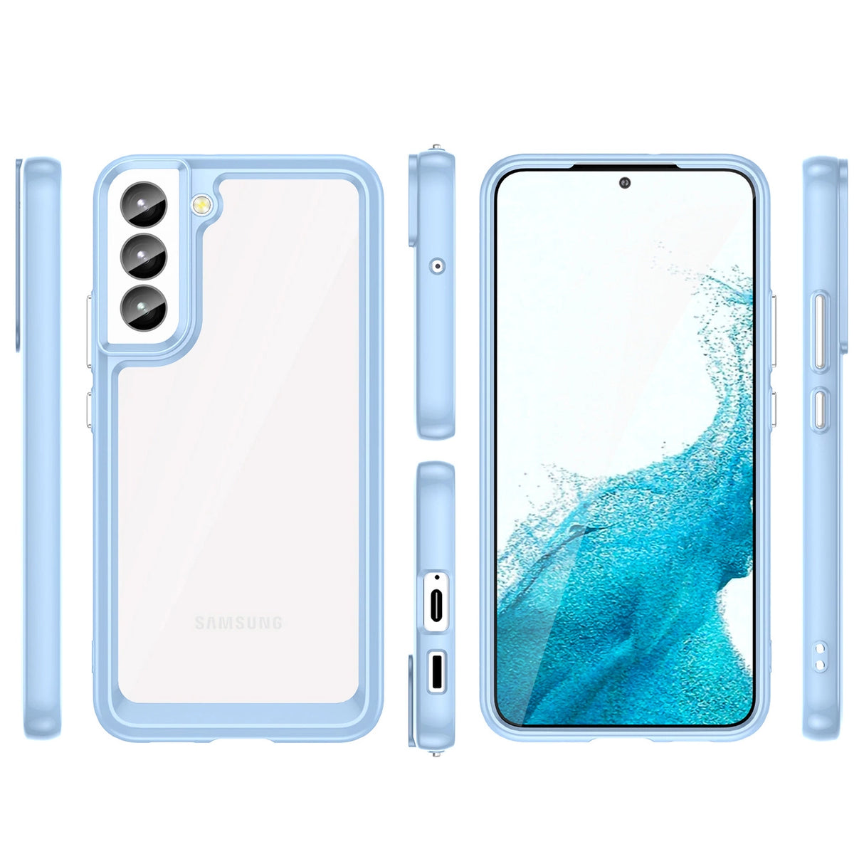 Outer Space Case til Samsung Galaxy S23 cover med en fleksibel ramme blå