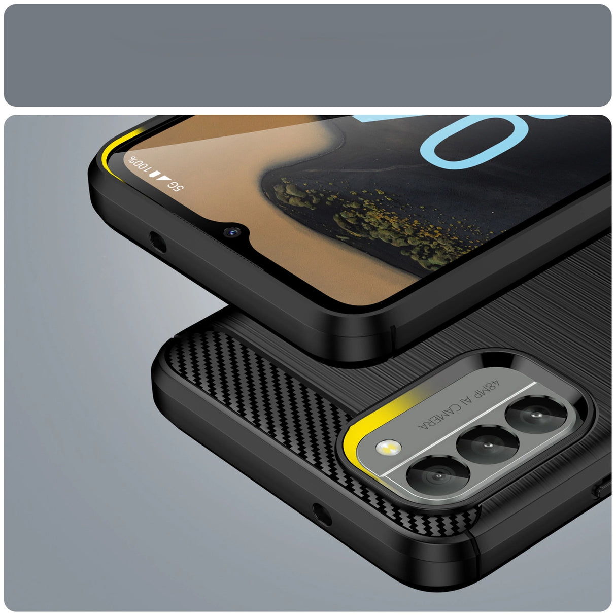 Carbon Case cover til Nokia G400 fleksibelt silikone carbon cover sort