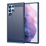 Carbon Case til Samsung Galaxy S23 Ultra fleksible silikone carbon cover blå