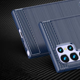 Carbon Case til Samsung Galaxy S23 Ultra fleksible silikone carbon cover blå