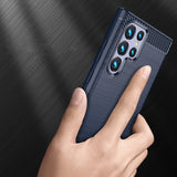 Carbon Case til Samsung Galaxy S23 Ultra fleksible silikone carbon cover blå