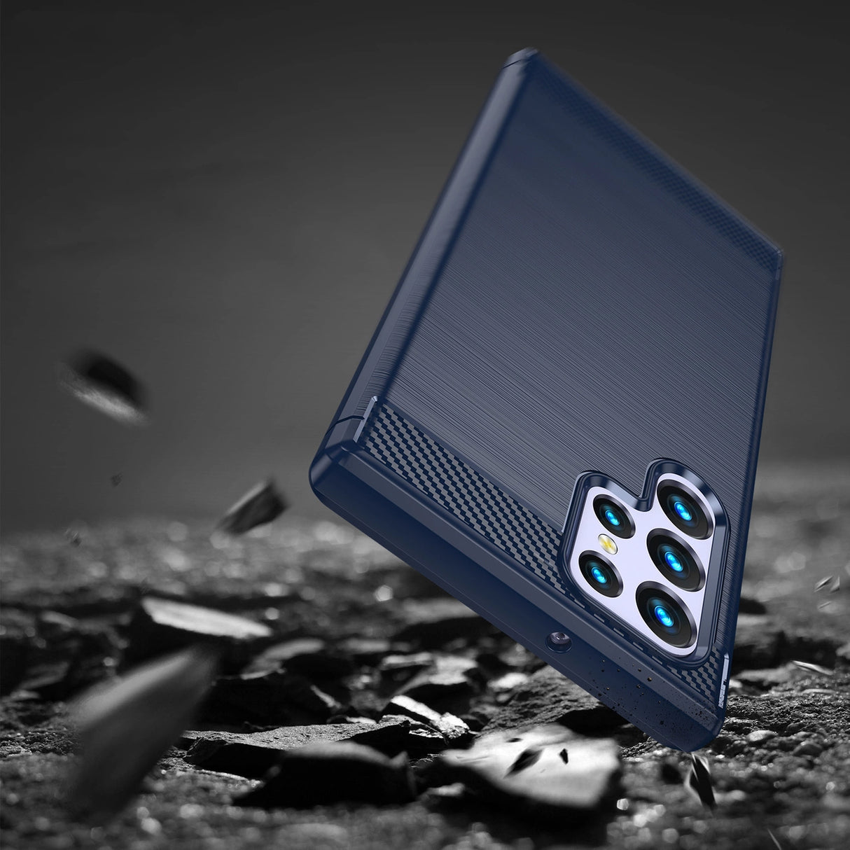 Carbon Case til Samsung Galaxy S23 Ultra fleksible silikone carbon cover blå
