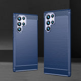 Carbon Case til Samsung Galaxy S23 Ultra fleksible silikone carbon cover blå