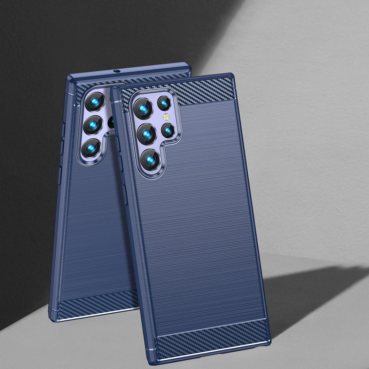 Carbon Case til Samsung Galaxy S23 Ultra fleksible silikone carbon cover blå