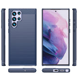 Carbon Case til Samsung Galaxy S23 Ultra fleksible silikone carbon cover blå