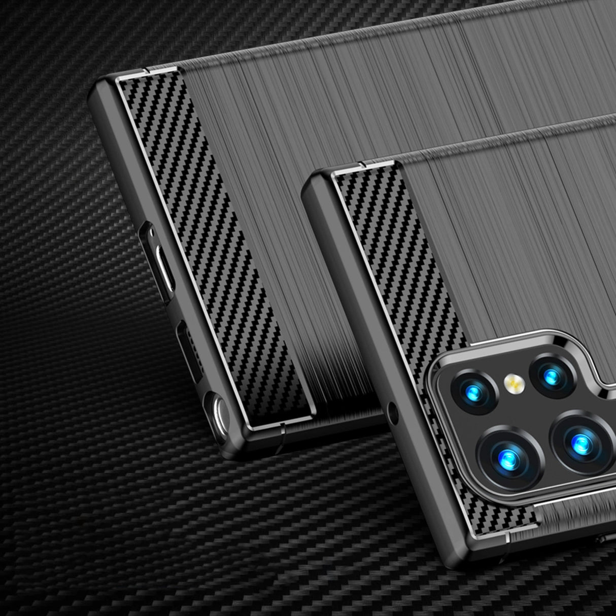 Carbon Case til Samsung Galaxy S23 Ultra fleksible silikone carbon cover sort