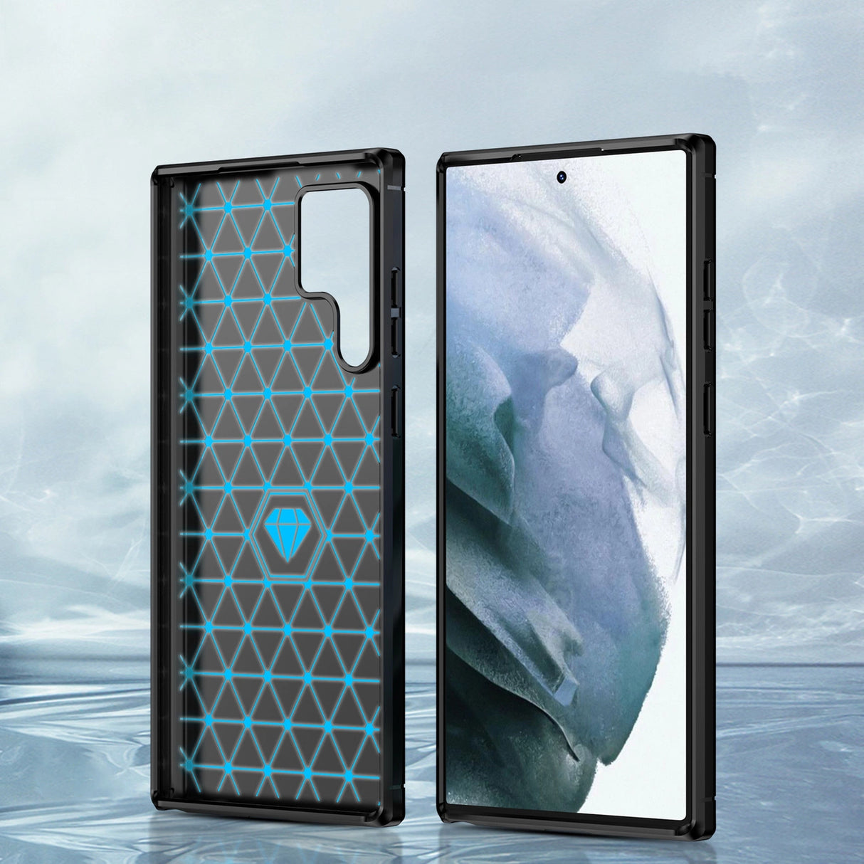 Carbon Case til Samsung Galaxy S23 Ultra fleksible silikone carbon cover sort