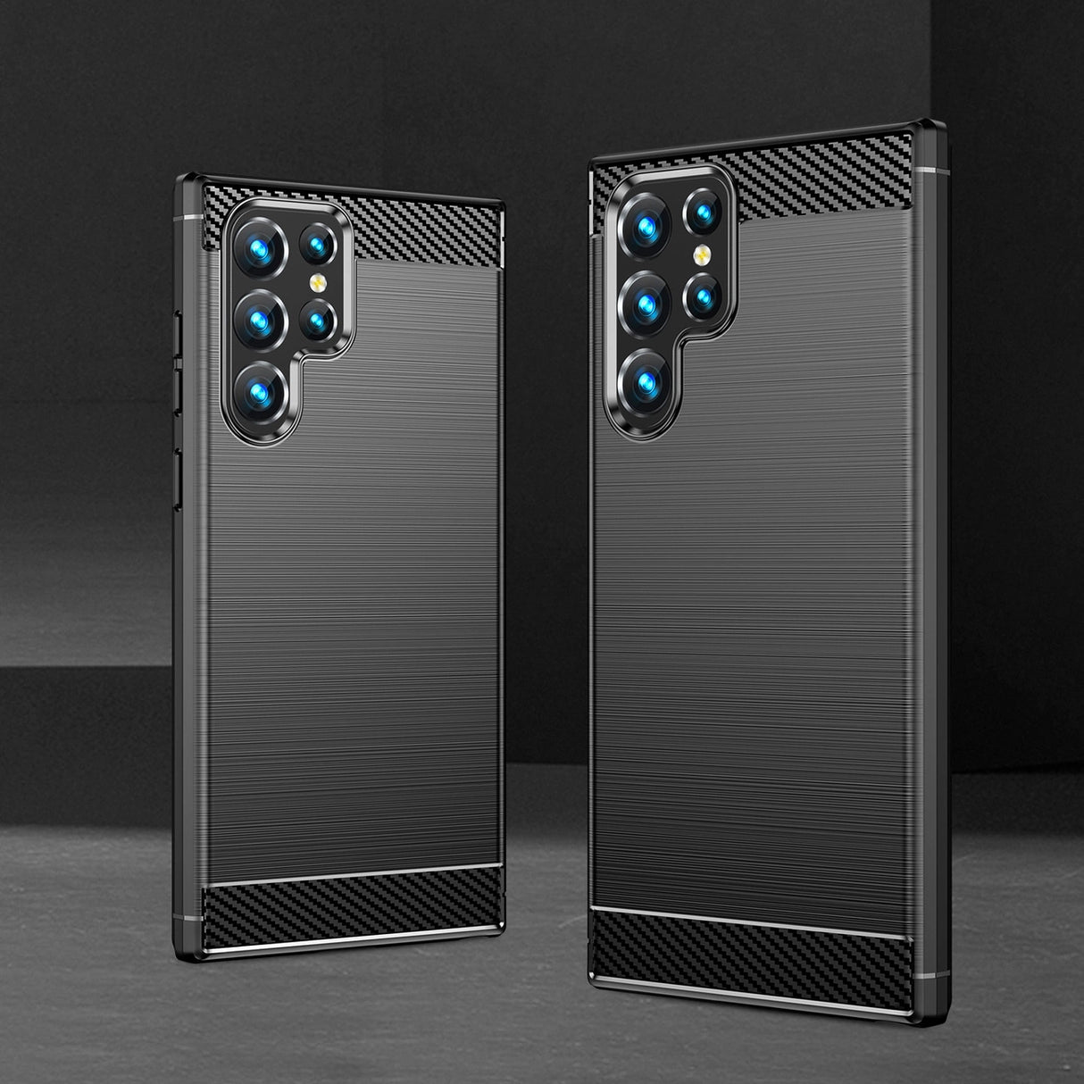 Carbon Case til Samsung Galaxy S23 Ultra fleksible silikone carbon cover sort
