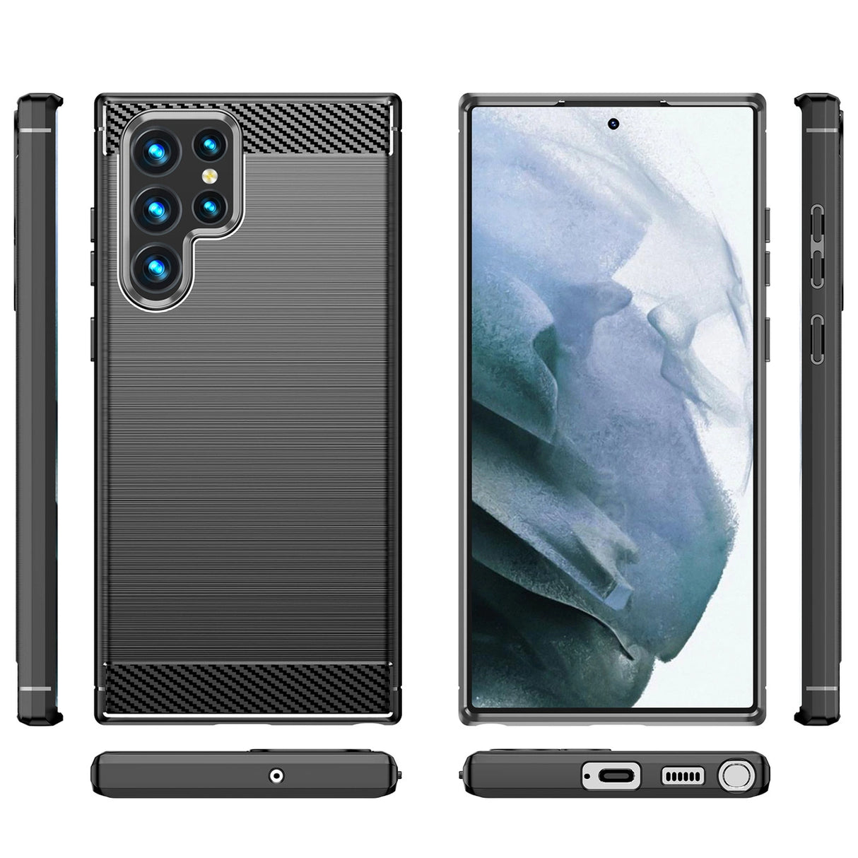 Carbon Case til Samsung Galaxy S23 Ultra fleksible silikone carbon cover sort