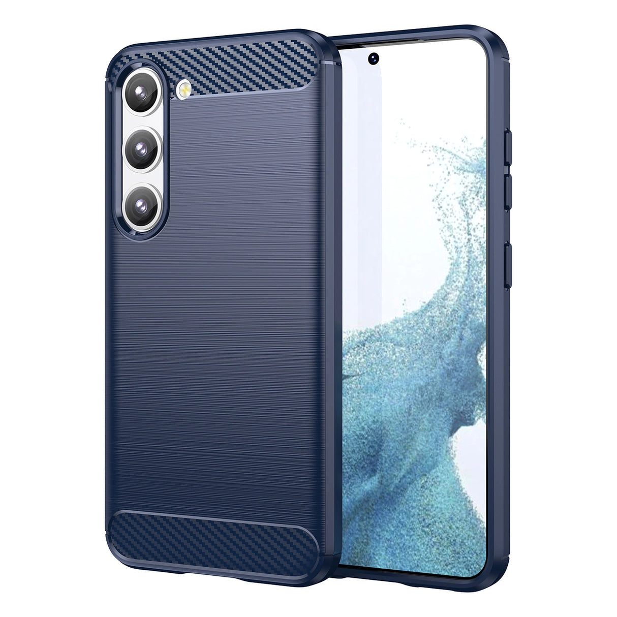 Carbon Case til Samsung Galaxy S23 fleksibelt silikone carbon cover blå