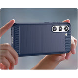 Carbon Case til Samsung Galaxy S23 fleksibelt silikone carbon cover blå