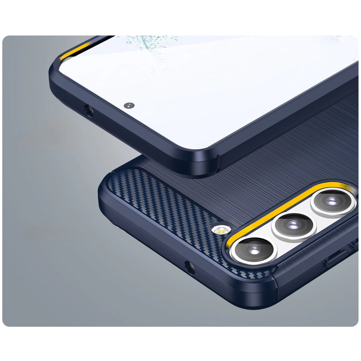 Carbon Case til Samsung Galaxy S23 fleksibelt silikone carbon cover blå