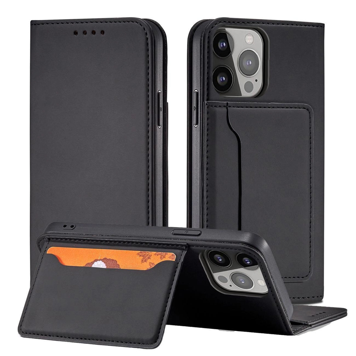 Magnetkortkasse til Samsung Galaxy S23+ flip cover tegnebog stand sort