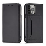 Magnetkortkasse til Samsung Galaxy S23 Ultra flip cover tegnebog stativ sort