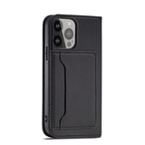 Magnetkortkasse til Samsung Galaxy S23 Ultra flip cover tegnebog stativ sort