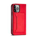 Magnet Card Case til Samsung Galaxy S23 Ultra flip cover tegnebog stativ rød