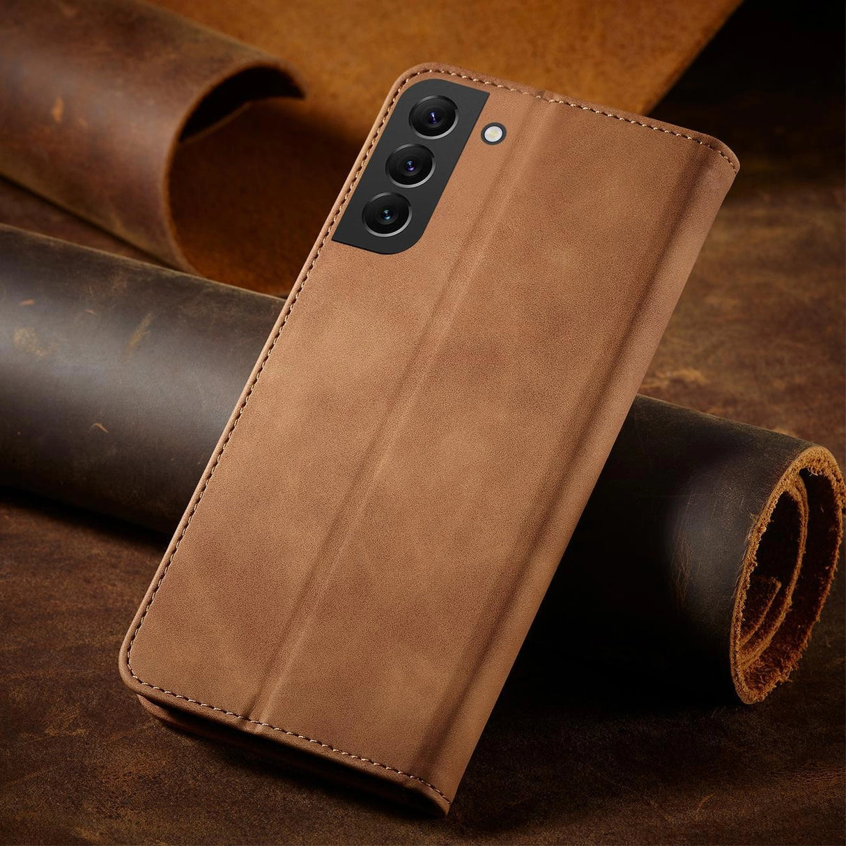 Magnet Fancy Case til Samsung Galaxy S23+ flip cover tegnebog stativ brun